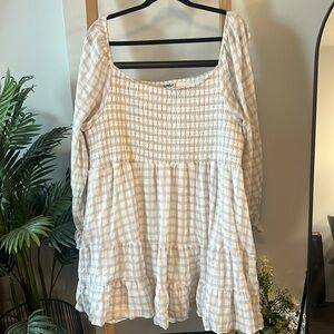 Arula plaid grey and cream dress- 3XL